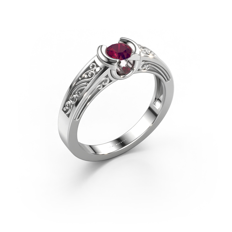 Image of Ring Elena 585 white gold Rhodolite 4 mm
