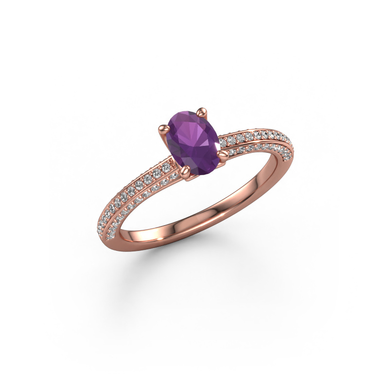 Bild von Verlobungsring Elenore ovl 585 Roségold Amethyst 6.5x4.5 mm