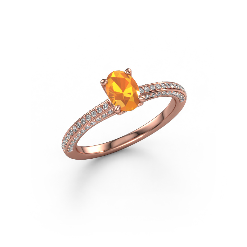 Bild von Verlobungsring Elenore ovl 585 Roségold Citrin 6.5x4.5 mm