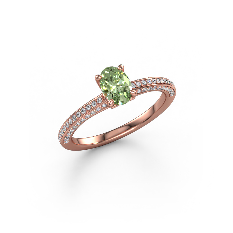 Image of Engagement ring Elenore ovl 585 rose gold Green lab grown diamond 6.5x4.5 mm