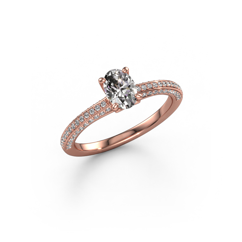 Bild von Verlobungsring Elenore ovl 585 Roségold Custom diamant 6.5x4.5 mm