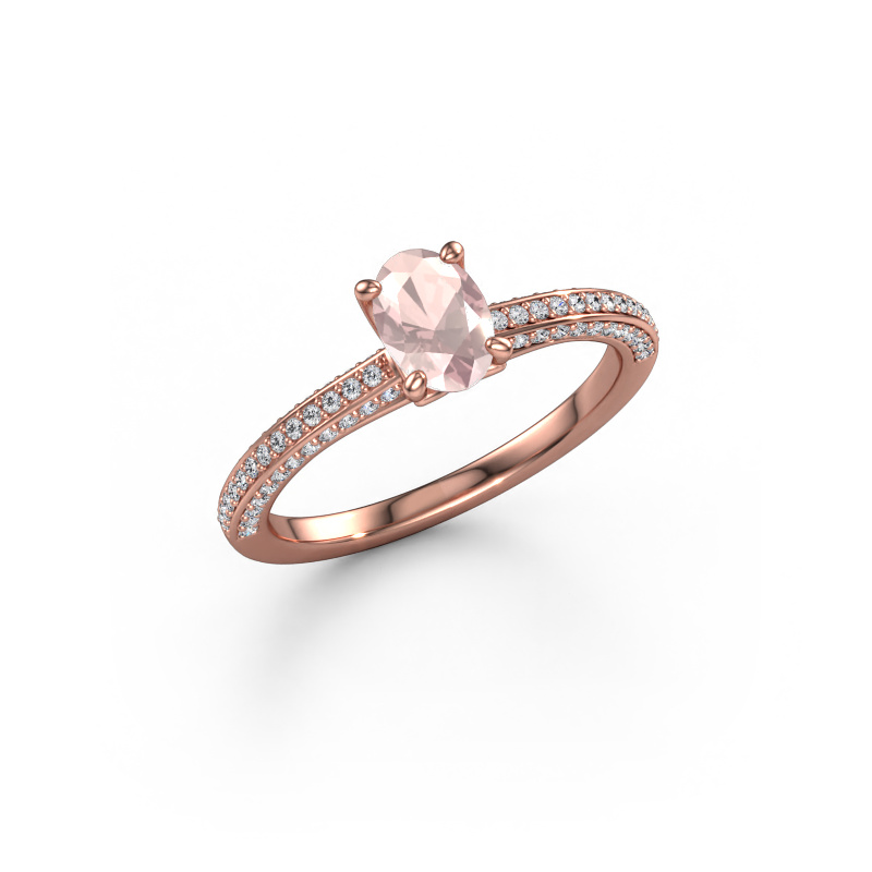 Image de Bague de fiançailles Elenore ovl 585 or rose Champagne morganite 6.5x4.5 mm
