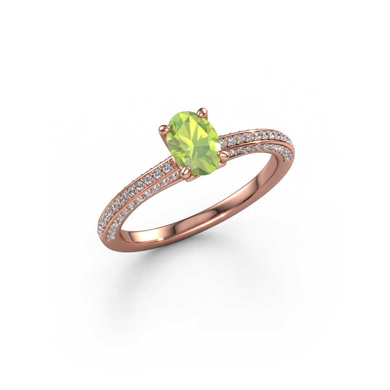 Image of Engagement ring Elenore ovl 585 rose gold Peridot 6.5x4.5 mm
