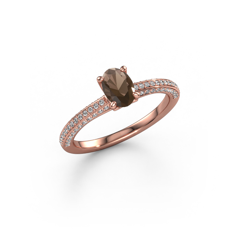 Image of Engagement ring Elenore ovl 585 rose gold Smokey quartz 6.5x4.5 mm
