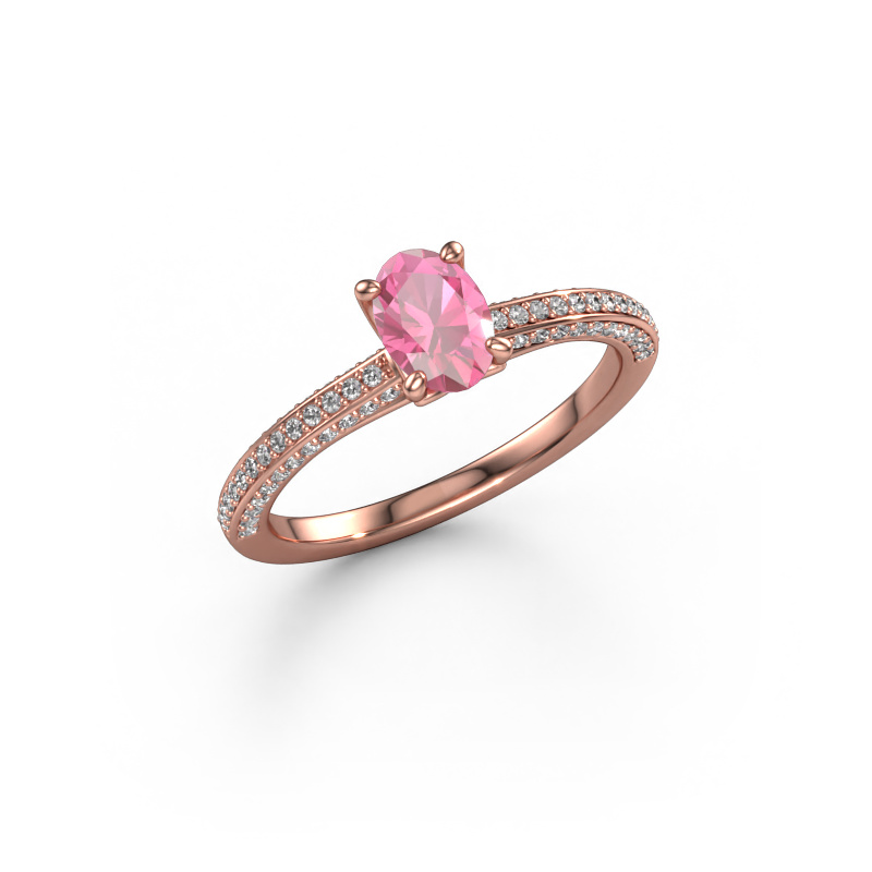 Image of Engagement ring Elenore ovl 585 rose gold Pink sapphire 6.5x4.5 mm