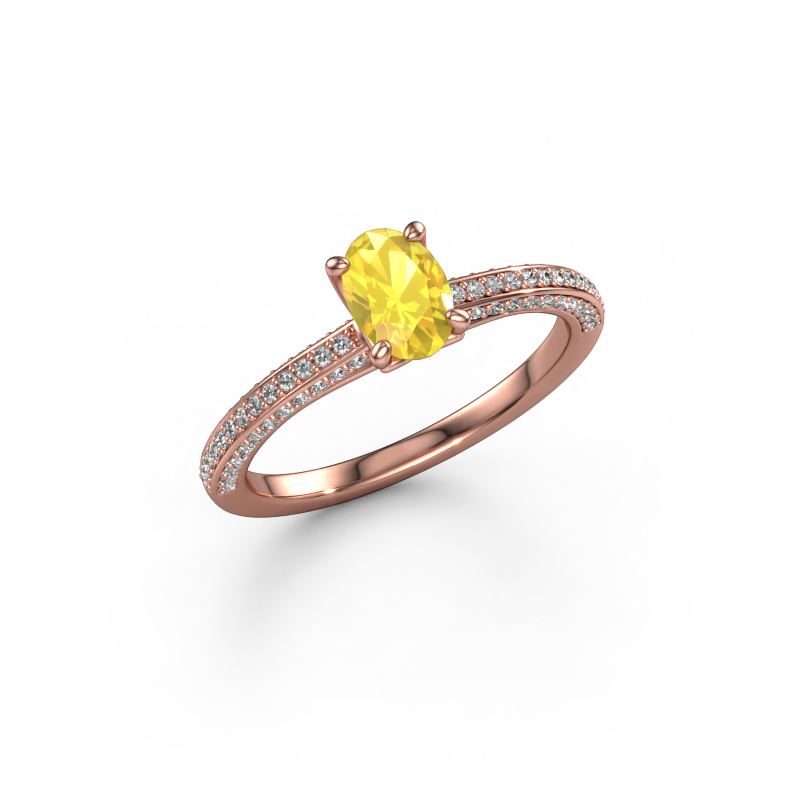 Bild von Verlobungsring Elenore ovl 585 Roségold Gelb Saphir 6.5x4.5 mm