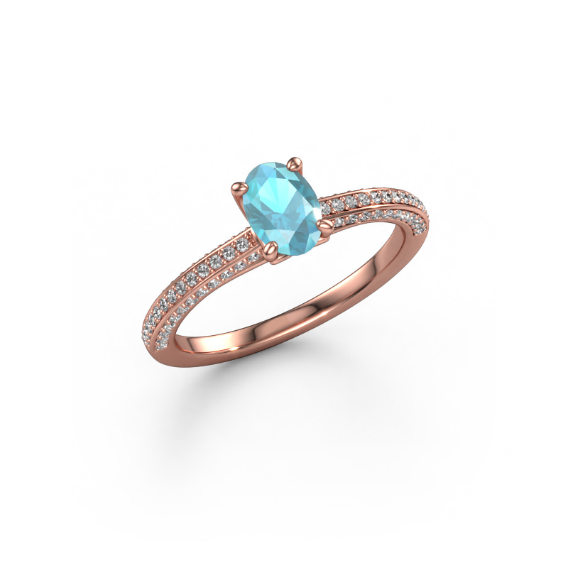 Bild von Verlobungsring Elenore ovl 585 Roségold Blau Topas 6.5x4.5 mm