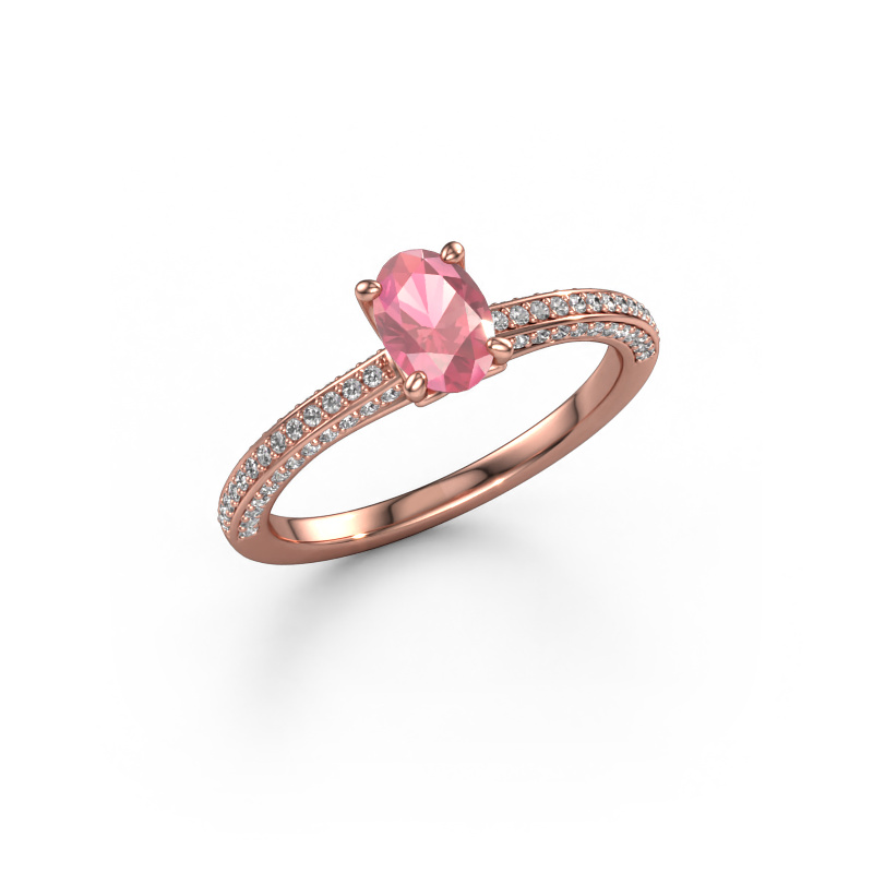 Bild von Verlobungsring Elenore ovl 585 Roségold Turmalin rosa 6.5x4.5 mm