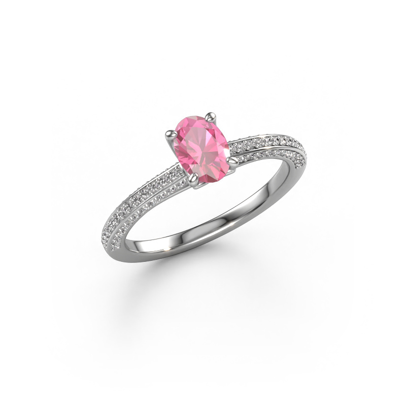 Bild von Verlobungsring Elenore ovl 585 Weißgold Pink Saphir 6.5x4.5 mm