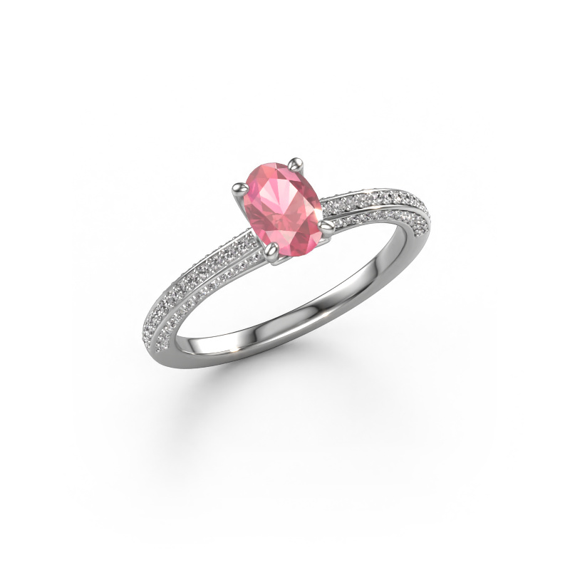 Bild von Verlobungsring Elenore ovl 585 Weißgold Turmalin rosa 6.5x4.5 mm