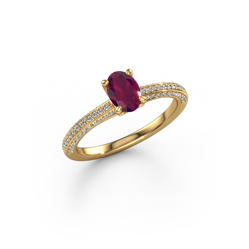 Bild von Verlobungsring Elenore ovl 585 Gold Rhodolit 6.5x4.5 mm