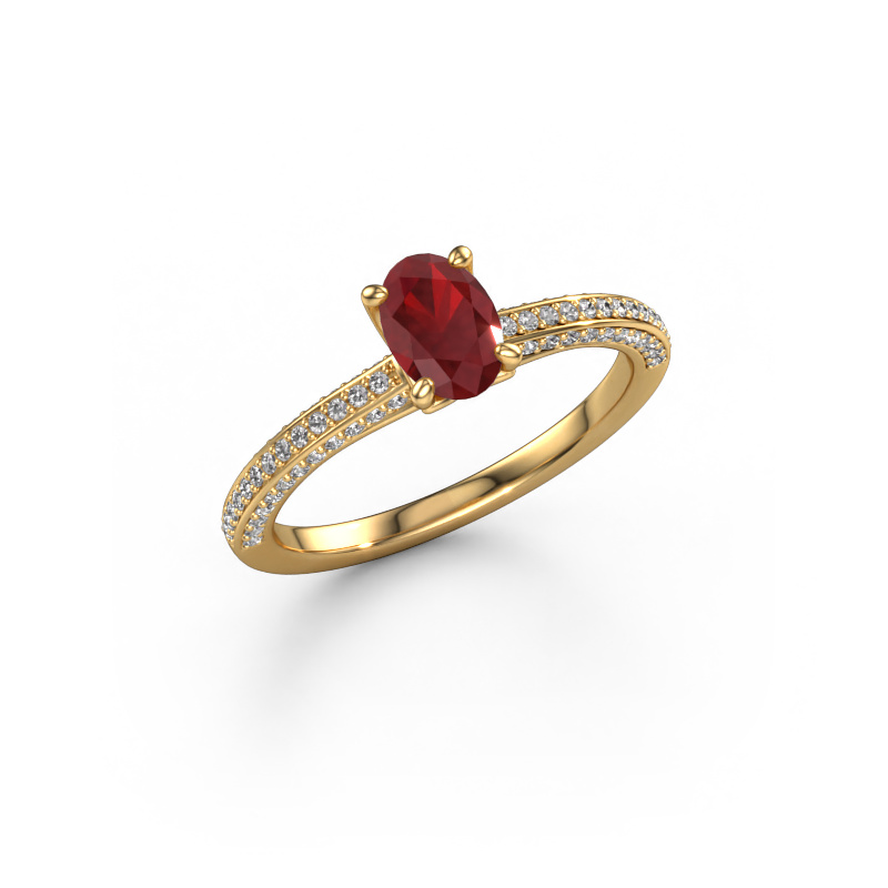 Image of Engagement ring Elenore ovl 585 gold Ruby 6.5x4.5 mm