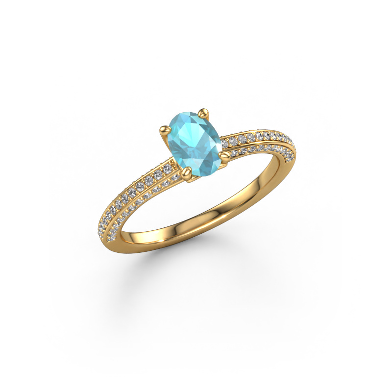 Image of Engagement ring Elenore ovl 585 gold Blue topaz 6.5x4.5 mm
