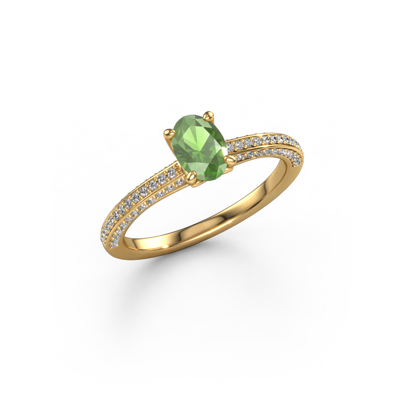Image of Engagement ring Elenore ovl 585 gold Tourmaline green 6.5x4.5 mm