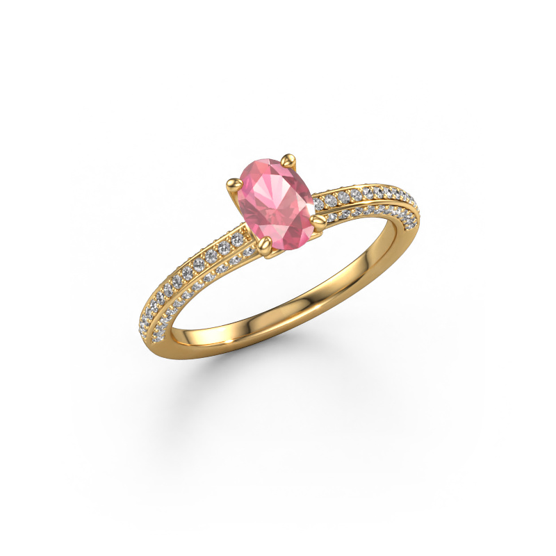Afbeelding van Verlovingsring Elenore ovl 585 goud Toermalijn pink 6.5x4.5 mm