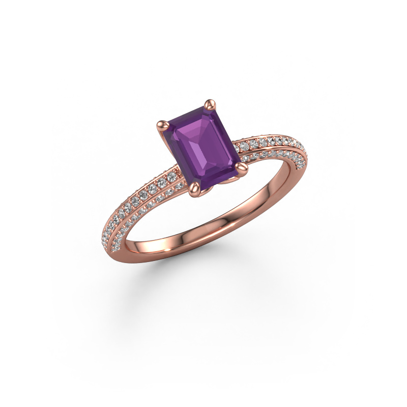 Bild von Verlobungsring Elenore eme 585 Roségold Amethyst 7x5 mm