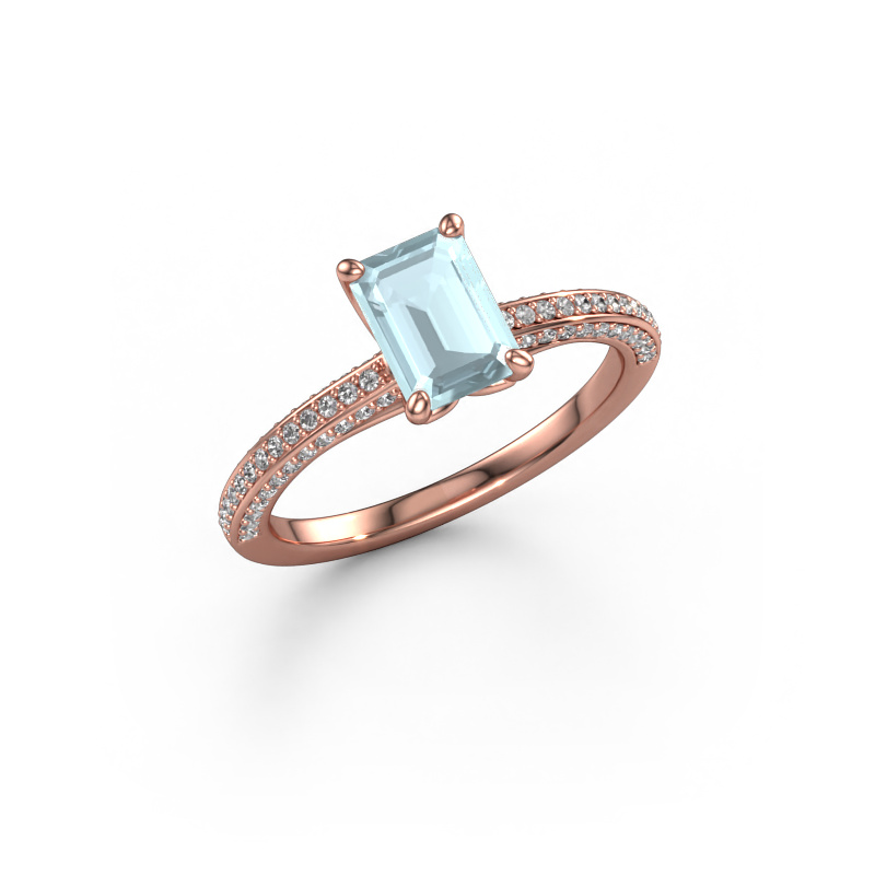 Image of Engagement ring Elenore eme 585 rose gold Aquamarine 7x5 mm