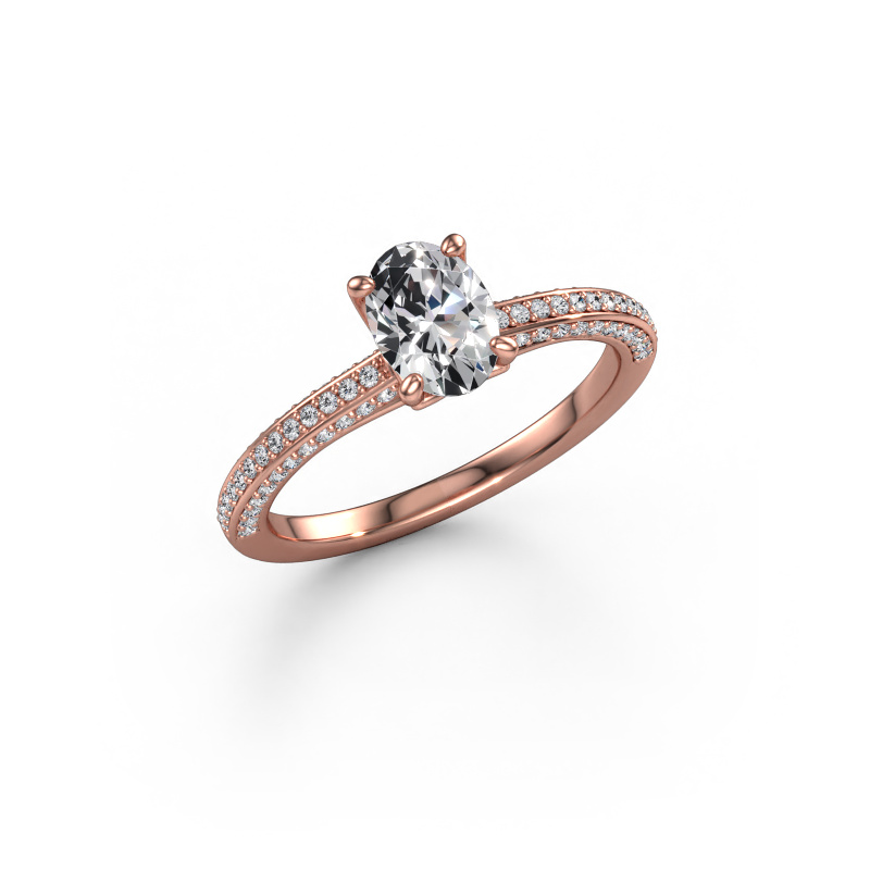 Afbeelding van Verlovingsring Elenore ovl 585 rosé goud Diamant 0.996 crt