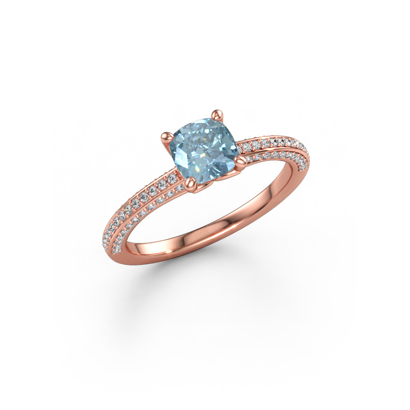 Afbeelding van Verlovingsring Elenore cus 585 rosé goud Blauwe lab grown diamant 5.5 mm