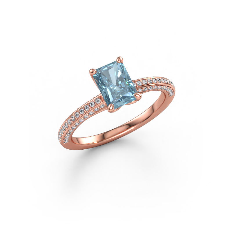 Bild av Förlovningsring Elenore rad 585 roséguld Blå labbodlad diamant 7x5 mm