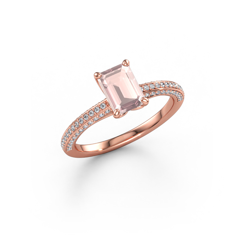 Immagine di Anello di fidanzamento Elenore eme 585 oro rosa Morganite champagne 7x5 mm
