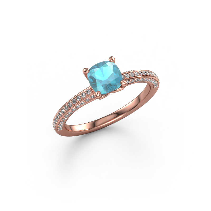 Image of Engagement ring Elenore cus 585 rose gold Blue topaz 5.5 mm
