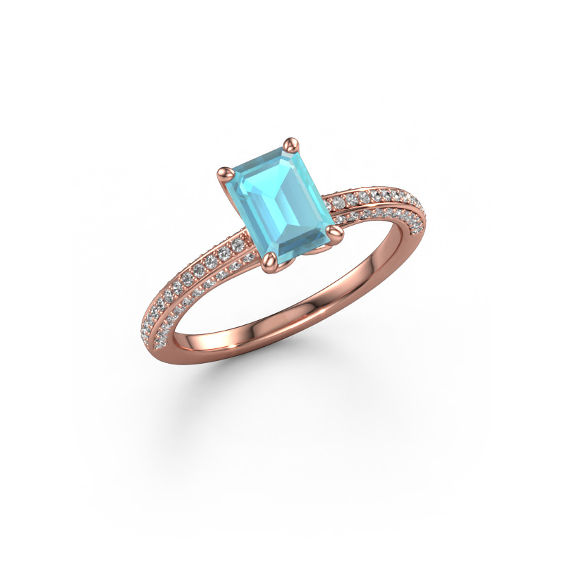 Bild von Verlobungsring Elenore eme 585 Roségold Blau Topas 7x5 mm