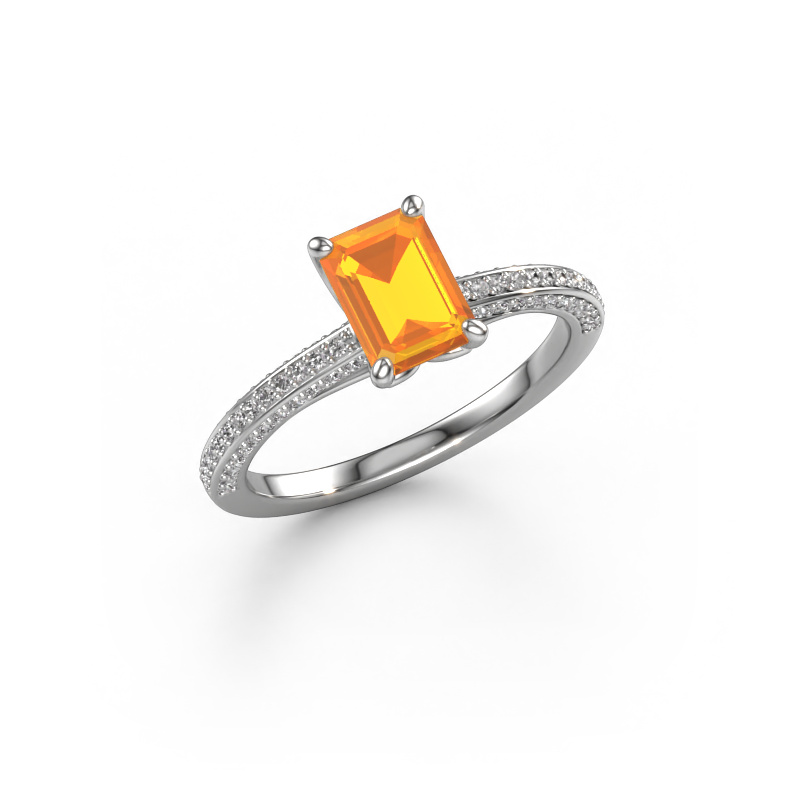 Image de Bague de fiançailles Elenore eme 950 platine Citrine 7x5 mm