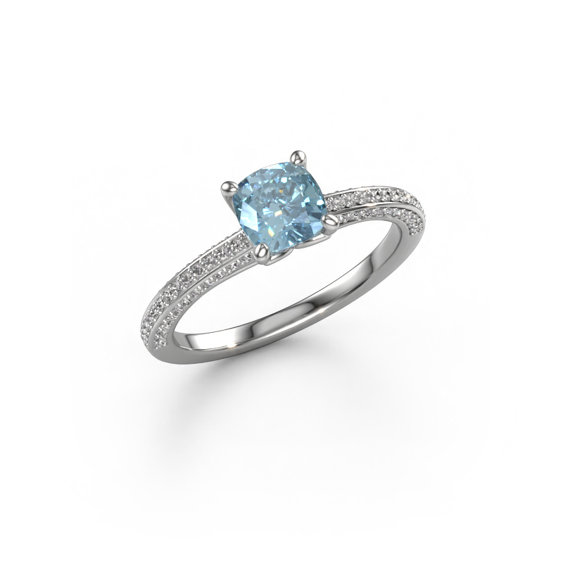Image of Engagement ring Elenore cus 950 platinum Blue lab grown diamond 5.5 mm