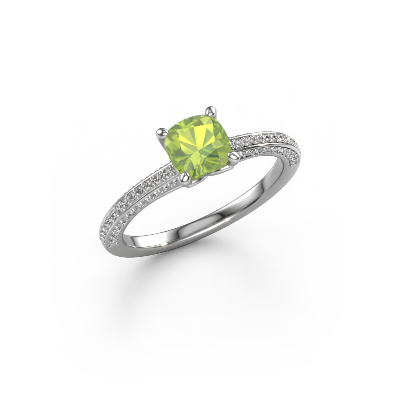 Image of Engagement ring Elenore cus 585 white gold Peridot 5.5 mm