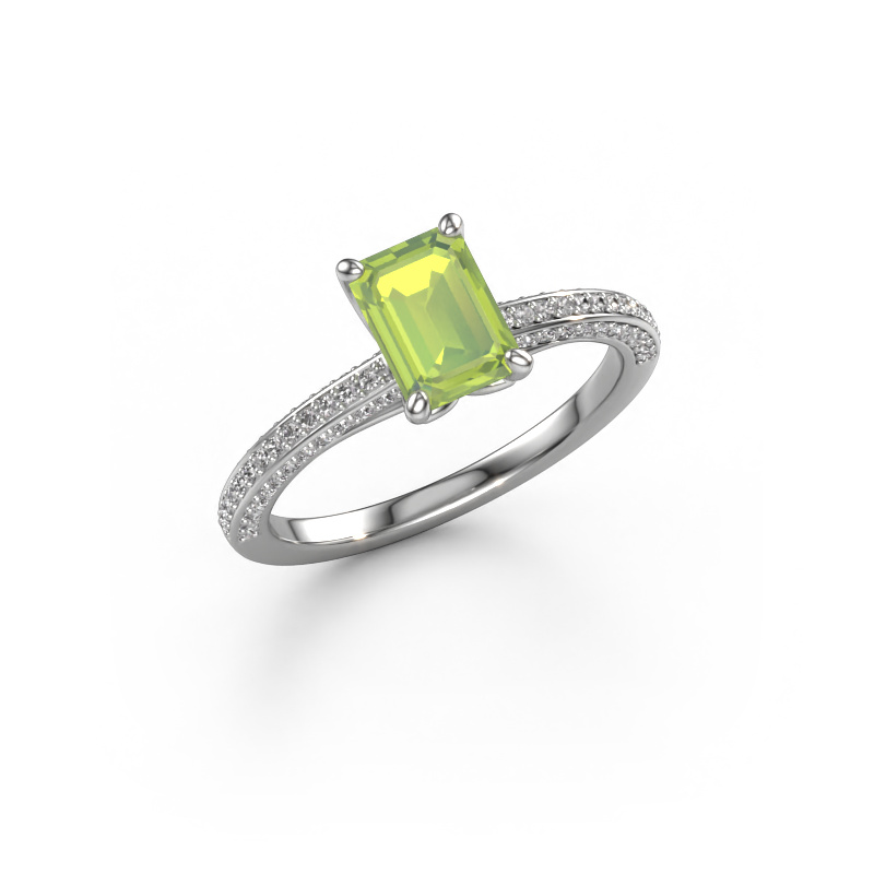 Bild von Verlobungsring Elenore eme 585 Weißgold Peridot 7x5 mm