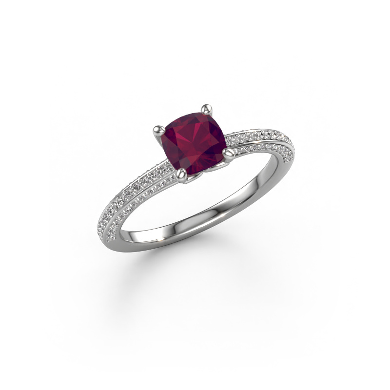 Image of Engagement ring Elenore cus 950 platinum Rhodolite 5.5 mm
