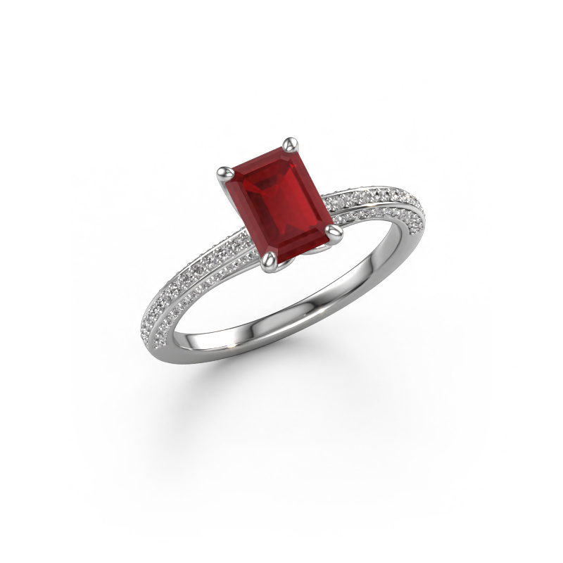 Image of Engagement ring Elenore eme 950 platinum Ruby 7x5 mm