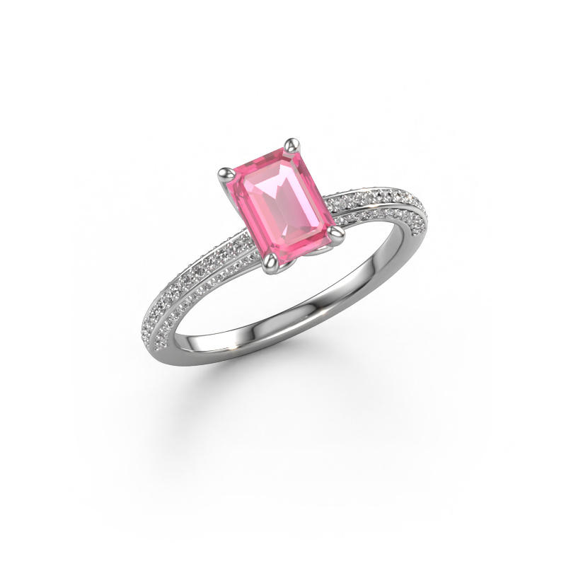 Bild von Verlobungsring Elenore eme 950 Platin Pink Saphir 7x5 mm