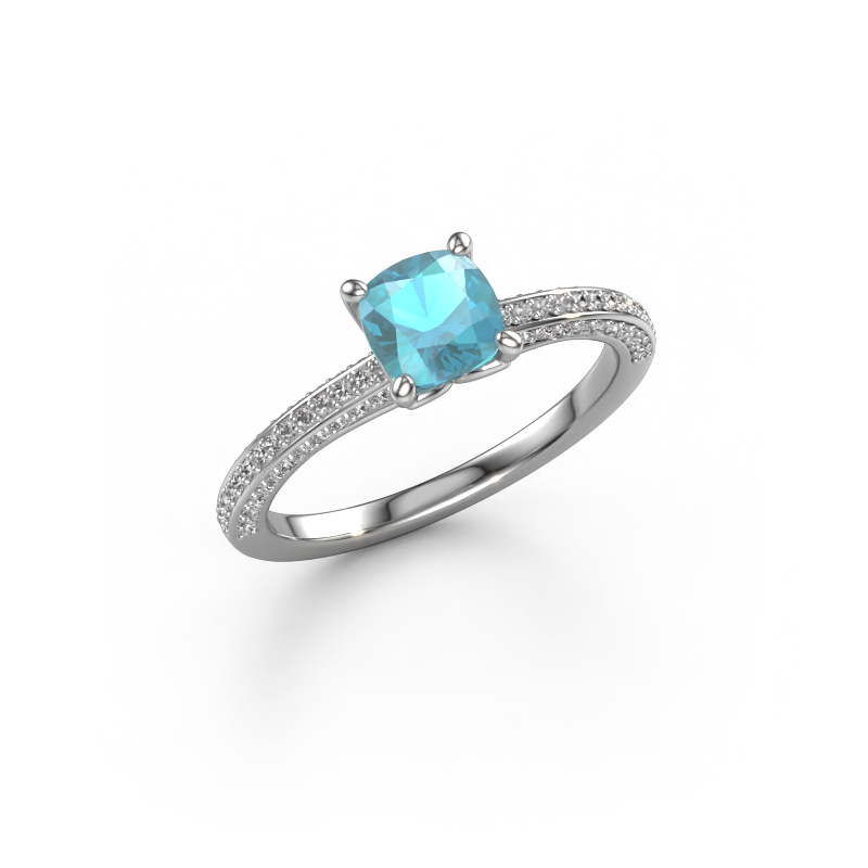 Image de Bague de fiançailles Elenore cus 950 platine Topaze bleue 5.5 mm