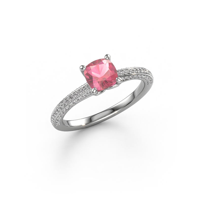 Image of Engagement ring Elenore cus 585 white gold Tourmaline pink 5.5 mm