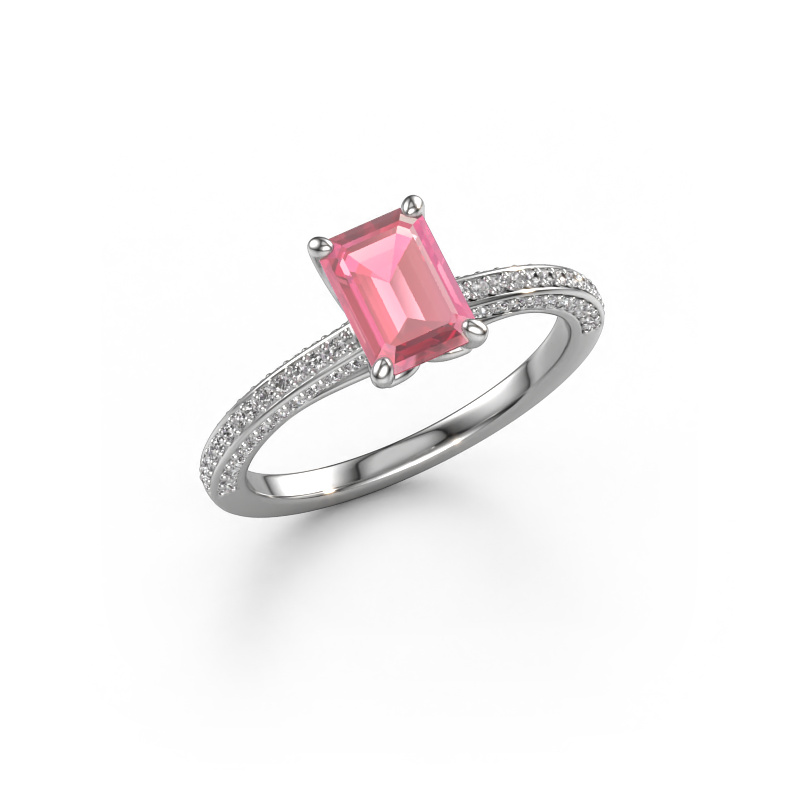 Image of Engagement ring Elenore eme 950 platinum Tourmaline pink 7x5 mm
