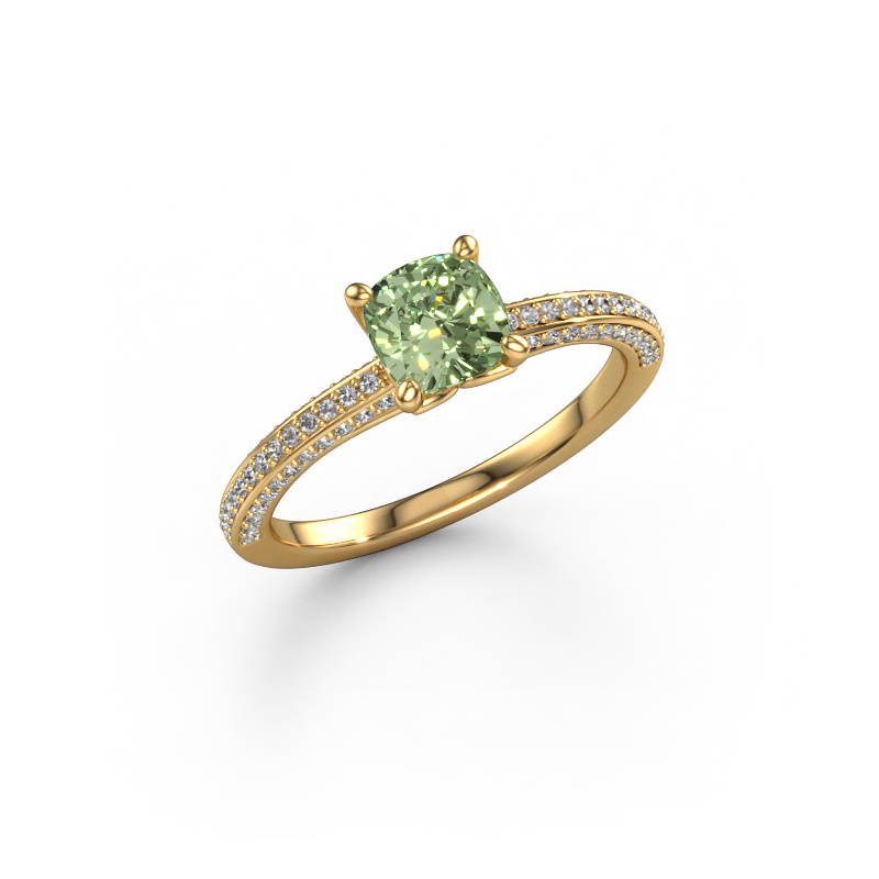 Image de Bague de fiançailles Elenore cus 585 or jaune Diamants synthétiques vert 5.5 mm