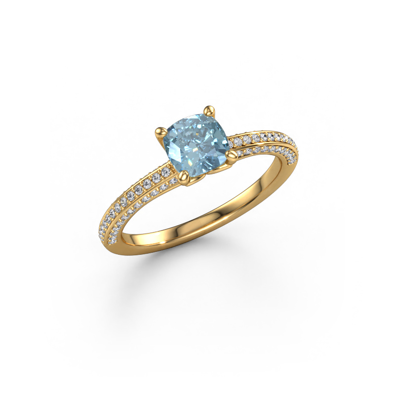 Image of Engagement ring Elenore cus 585 gold Blue lab grown diamond 5.5 mm