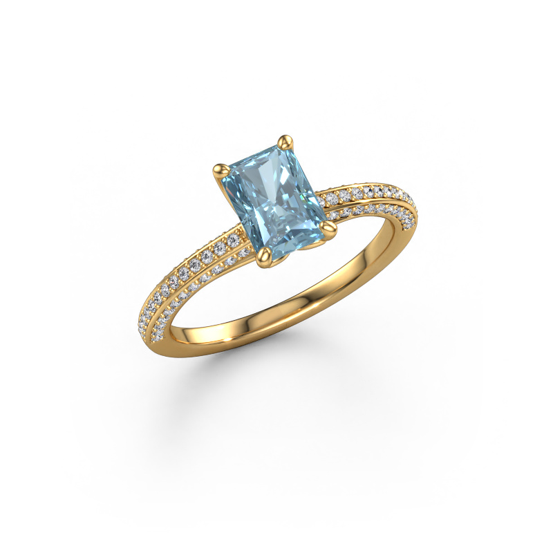 Image of Engagement ring Elenore rad 585 gold Blue lab grown diamond 7x5 mm