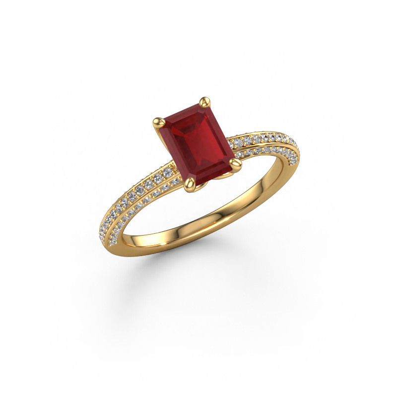 Image of Engagement ring Elenore eme 585 gold Ruby 7x5 mm