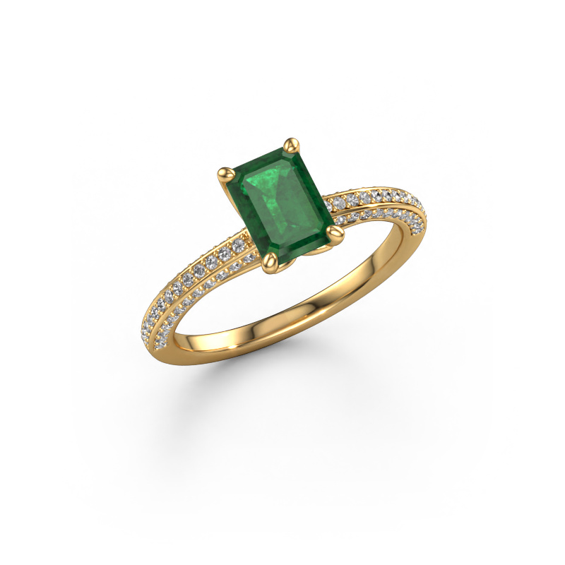 Image of Engagement ring Elenore eme 585 gold Emerald 7x5 mm