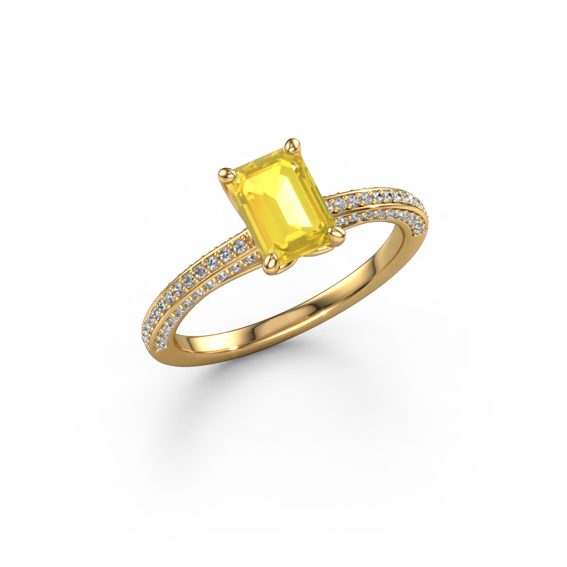 Image of Engagement ring Elenore eme 585 gold Yellow sapphire 7x5 mm