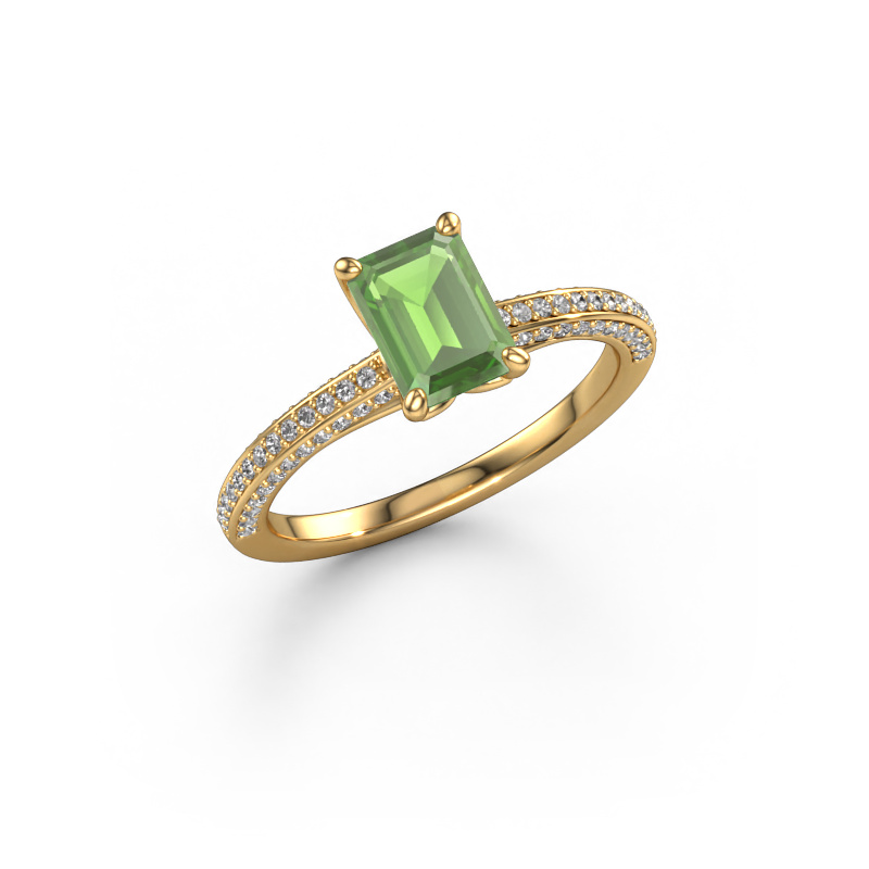 Image of Engagement ring Elenore eme 585 gold Tourmaline green 7x5 mm