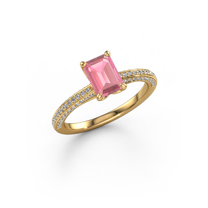 Bild von Verlobungsring Elenore eme 585 Gold Turmalin rosa 7x5 mm
