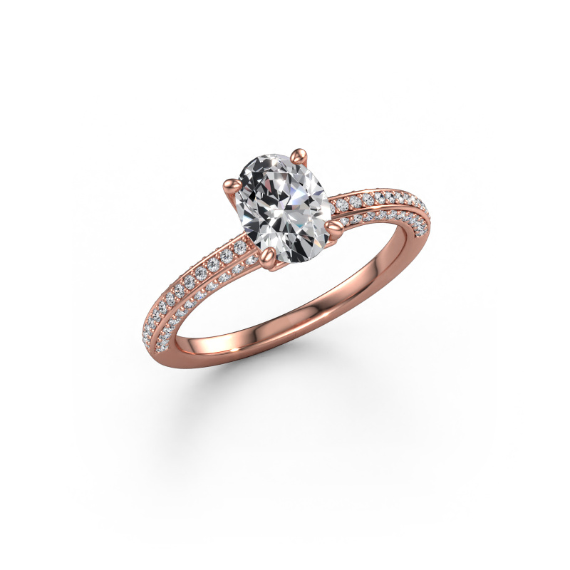Afbeelding van Verlovingsring Elenore ovl 585 rosé goud Lab-grown diamant 1.096 crt