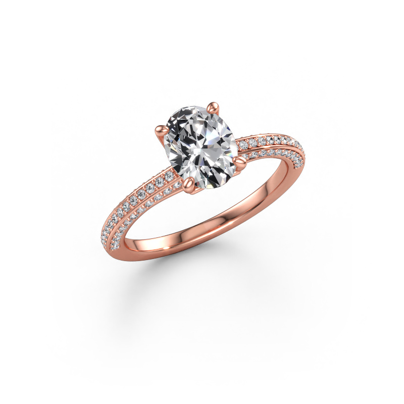 Afbeelding van Verlovingsring Elenore ovl 585 rosé goud Lab-grown diamant 1.396 crt