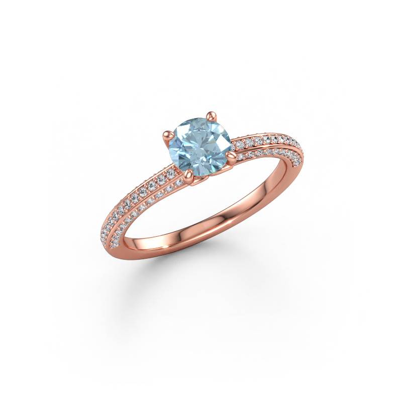 Immagine di Anello di fidanzamento Elenore rnd 585 oro rosa Diamante lab grown blu 5.4 mm
