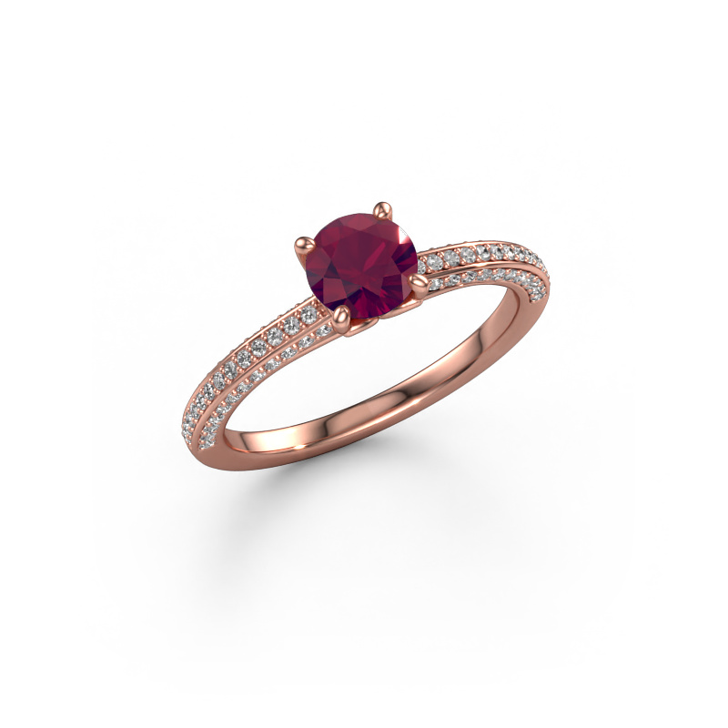 Image of Engagement ring Elenore rnd 585 rose gold Rhodolite 5.4 mm