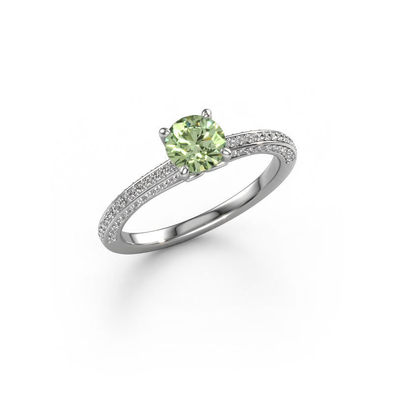 Image of Engagement ring Elenore rnd 585 white gold Green lab grown diamond 5.4 mm
